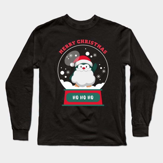 Merry Christmas Penguin Long Sleeve T-Shirt by MONMON-75